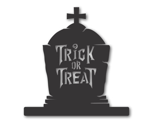 Custom Metal Trick or Treat Gravestone Sign | Indoor Outdoor | Up to 46" | 20+ Color Options