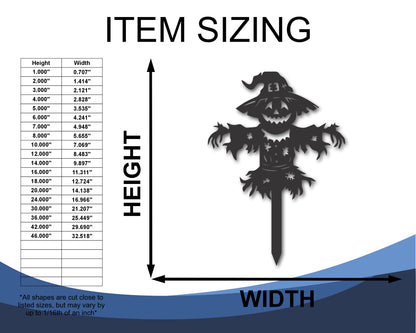 Custom Metal Harvest Scarecrow Yard Stake | Indoor Outdoor | Up to 46" | 20+ Color Options