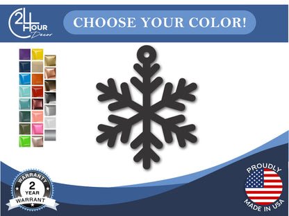 Custom Metal Snowflake Two Ornament | 4" to 5" | 20+ Color Options