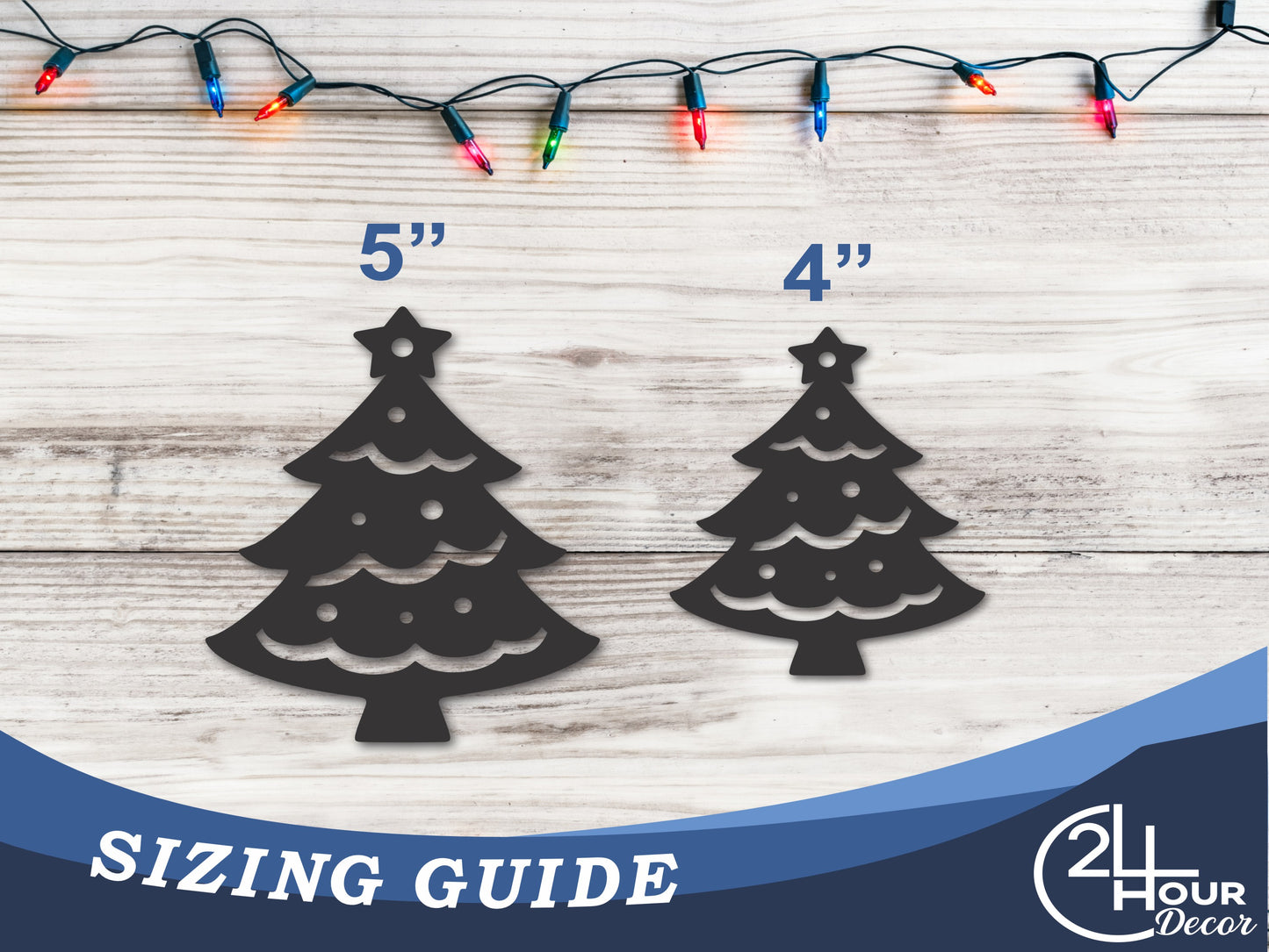 Custom Metal Christmas Tree Ornament | 4" to 5" | 20+ Color Options