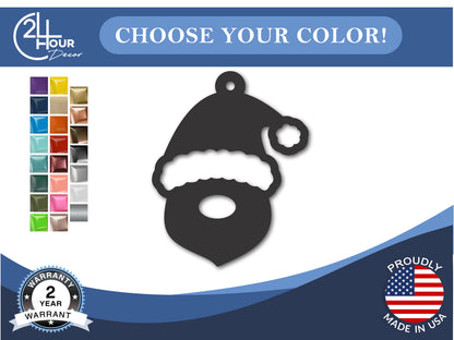Custom Metal Simple Santa Ornament | 4" to 5" | 20+ Color Options
