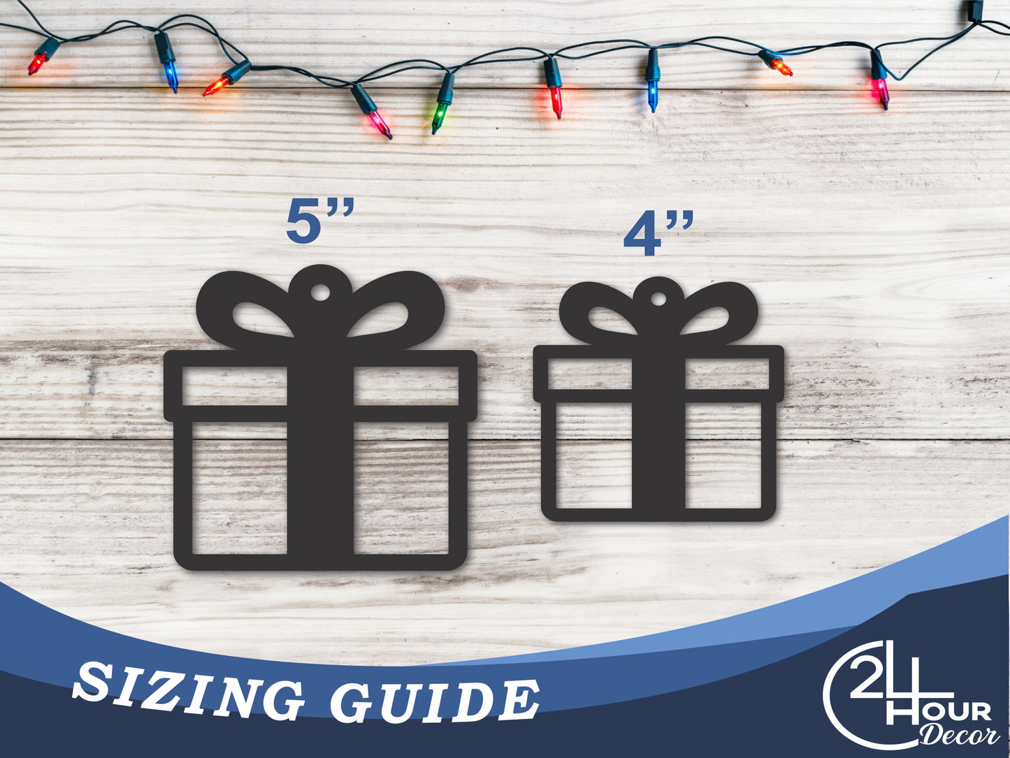 Custom Metal Present Ornament | 4" to 5" | 20+ Color Options