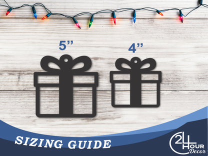 Custom Metal Present Ornament | 4" to 5" | 20+ Color Options