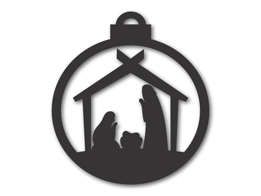 Custom Metal Nativity Scene Bulb Ornament | 4" to 5" | 20+ Color Options