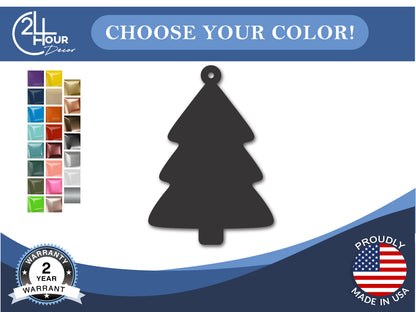 Custom Metal Simple Tree Ornament | 4" to 5" | 20+ Color Options
