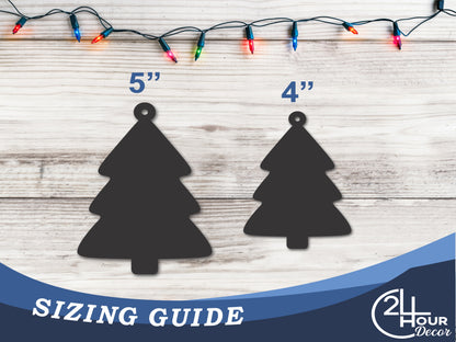 Custom Metal Simple Tree Ornament | 4" to 5" | 20+ Color Options