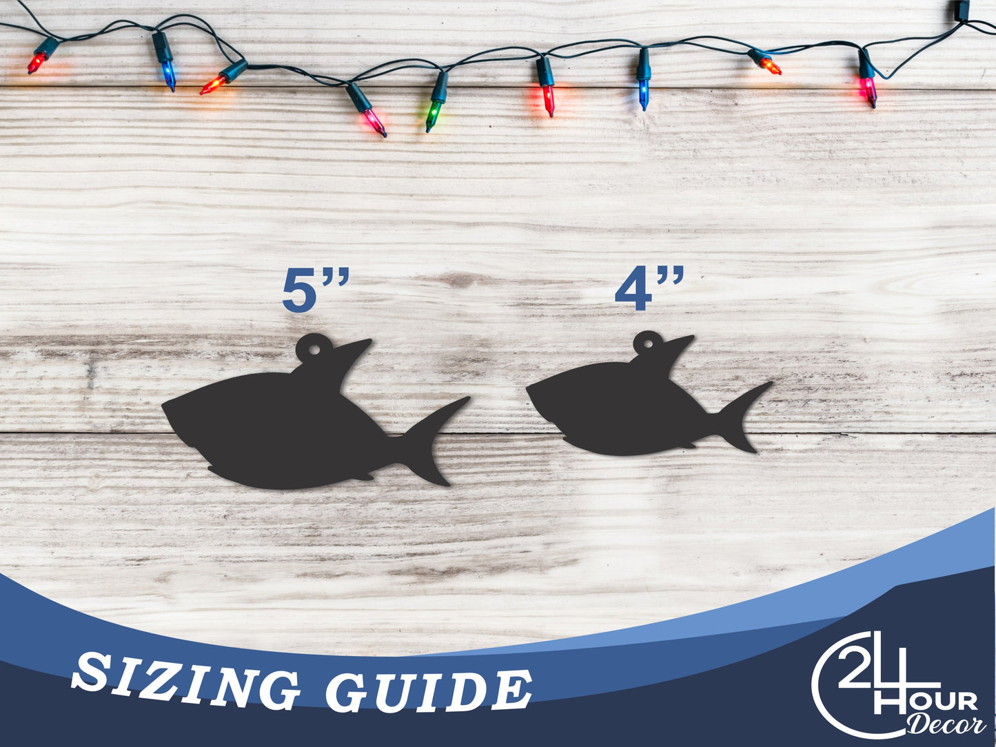 Custom Metal Shark Ornament | 4" to 5" | 20+ Color Options