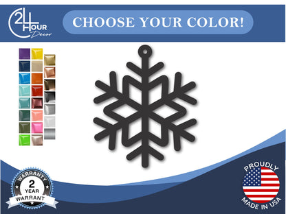 Custom Metal Snowflake Three Ornament | 4" to 5" | 20+ Color Options