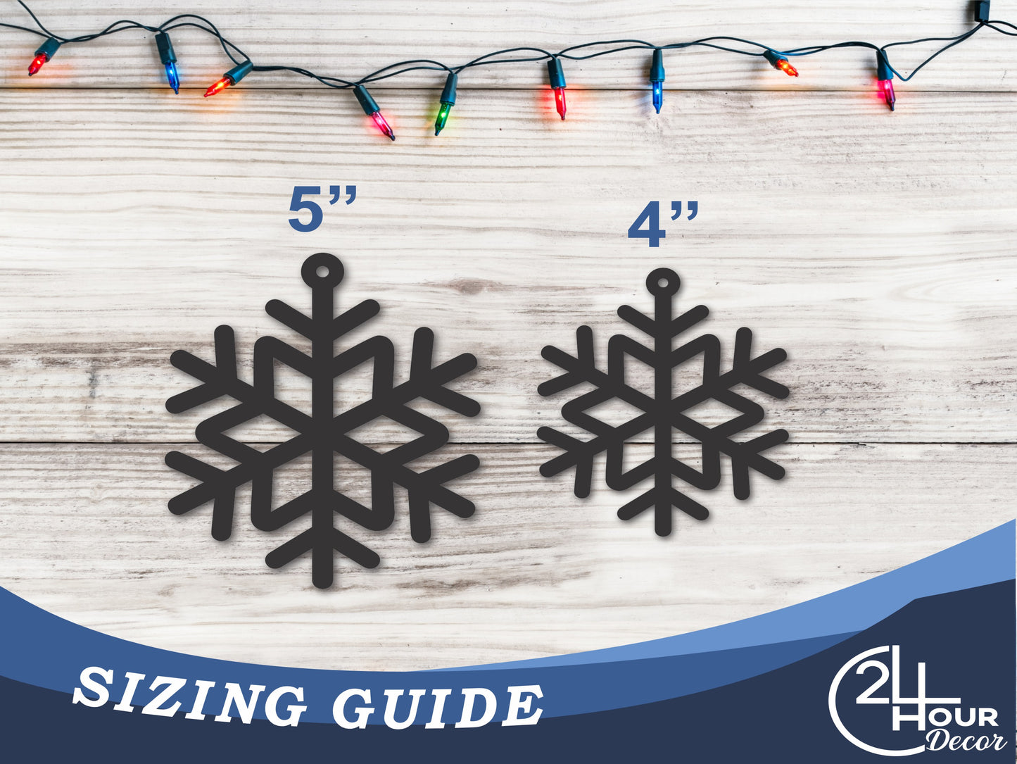 Custom Metal Snowflake Three Ornament | 4" to 5" | 20+ Color Options