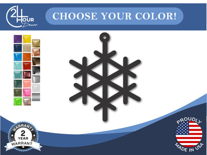 Custom Metal Snowflake Four Ornament | 4" to 5" | 20+ Color Options