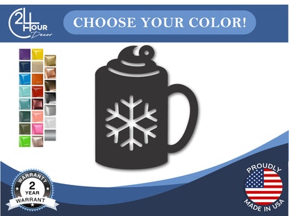 Custom Metal Hot Cocoa Ornament | 4" to 5" | 20+ Color Options