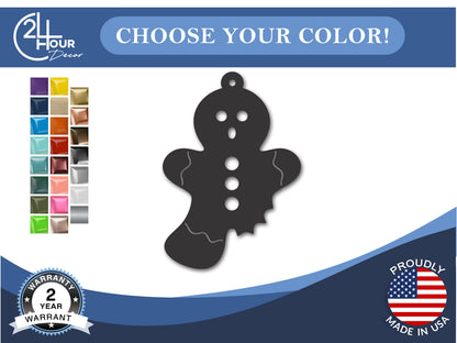 Custom Metal Gingerbread Man with Bite Ornament | 4" to 5" | 20+ Color Options