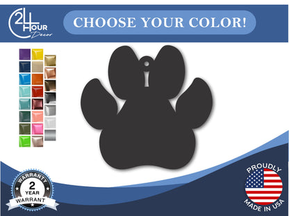 Custom Metal Paw Print Ornament | 4" to 5" | 20+ Color Options