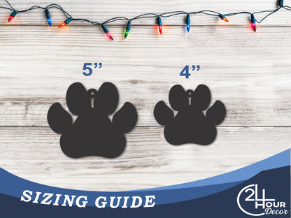 Custom Metal Paw Print Ornament | 4" to 5" | 20+ Color Options