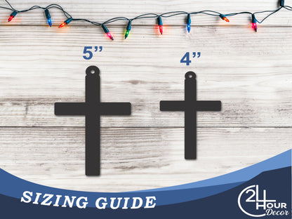 Custom Metal Cross Ornament | 4" to 5" | 20+ Color Options