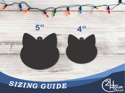 Custom Metal Cat Ornament | 4" to 5" | 20+ Color Options