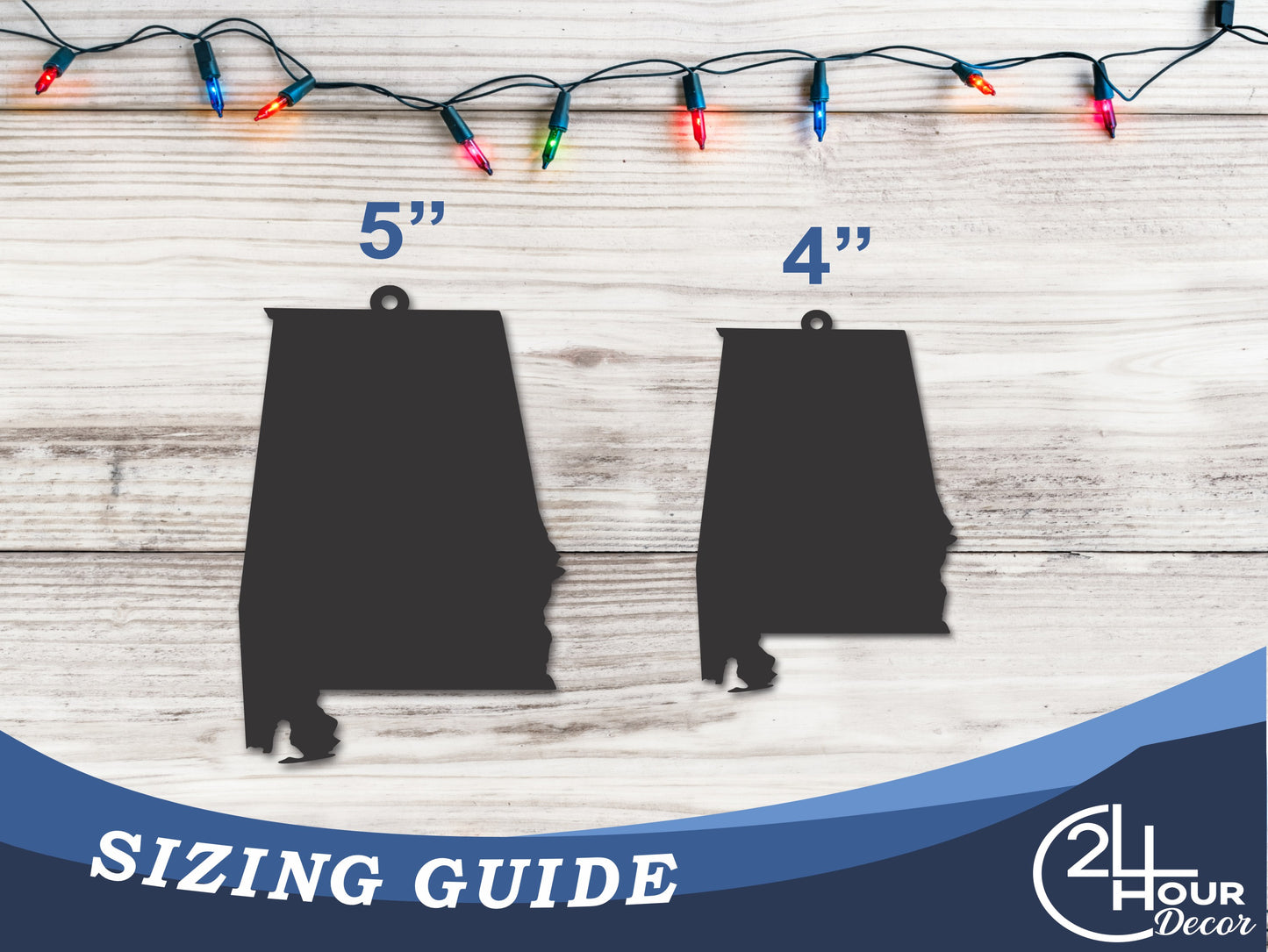 Custom Metal Alabama State Ornament | 4" to 5" | State Ornaments | 20+ Color Options