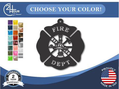 Custom Metal Firefighter Ornament | 4" to 5" | 20+ Color Options