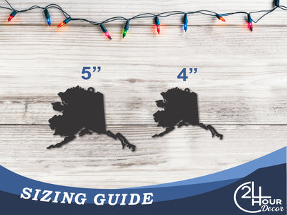 Custom Metal Alaska State Ornament | 4" to 5" | State Ornaments | 20+ Color Options