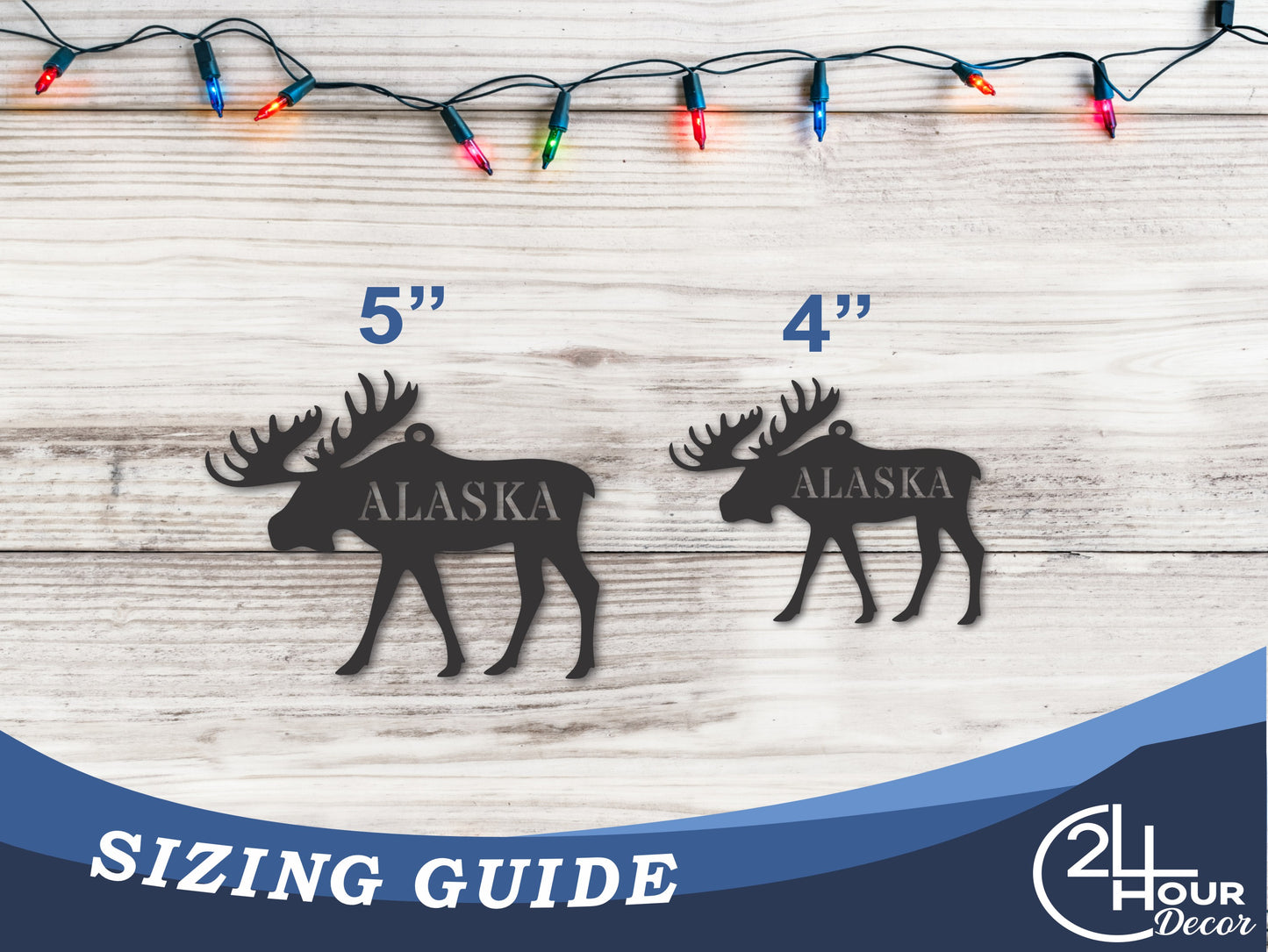 Custom Metal Alaska Moose State Ornament | 4" to 5" | State Ornaments | 20+ Color Options