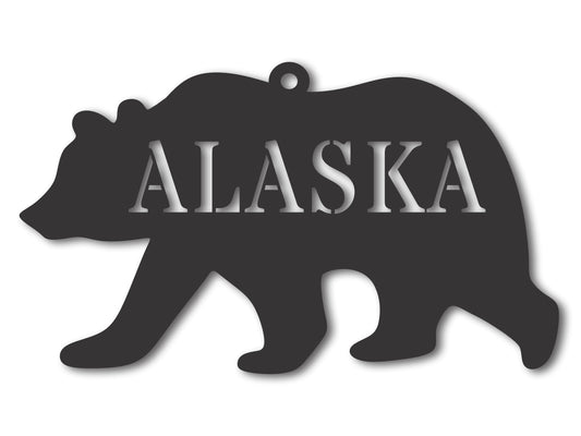 Custom Metal Alaska Bear Ornament | 4" to 5" | State Ornaments | 20+ Color Options