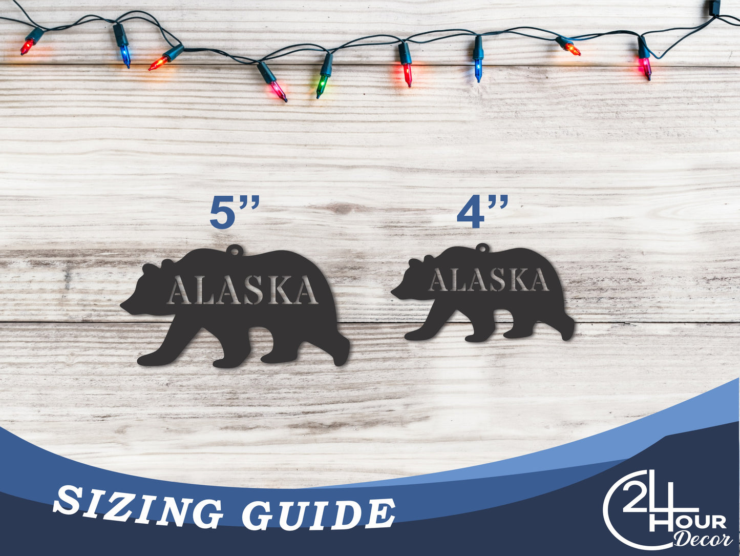 Custom Metal Alaska Bear Ornament | 4" to 5" | State Ornaments | 20+ Color Options