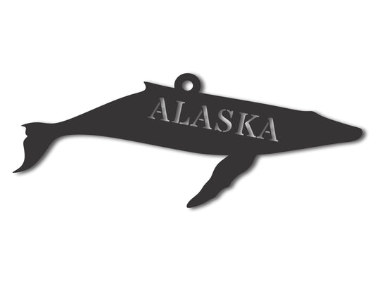 Custom Metal Alaska Humpback Whale Ornament | 4" to 5" | State Ornaments | 20+ Color Options