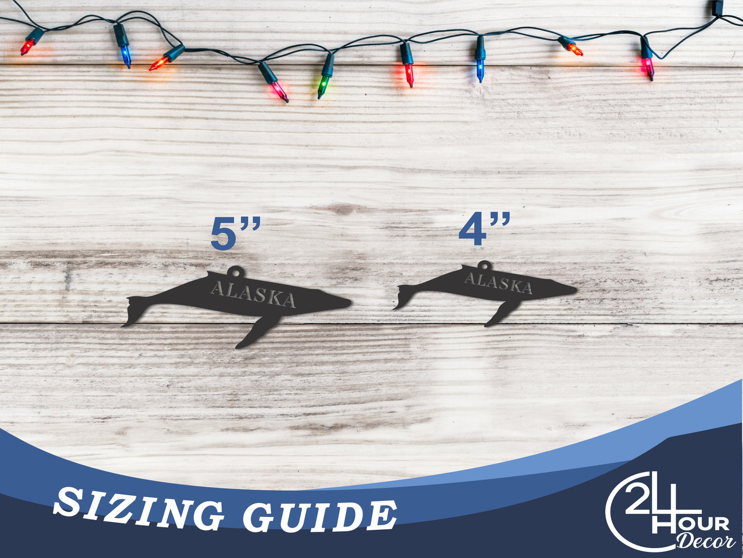 Custom Metal Alaska Humpback Whale Ornament | 4" to 5" | State Ornaments | 20+ Color Options