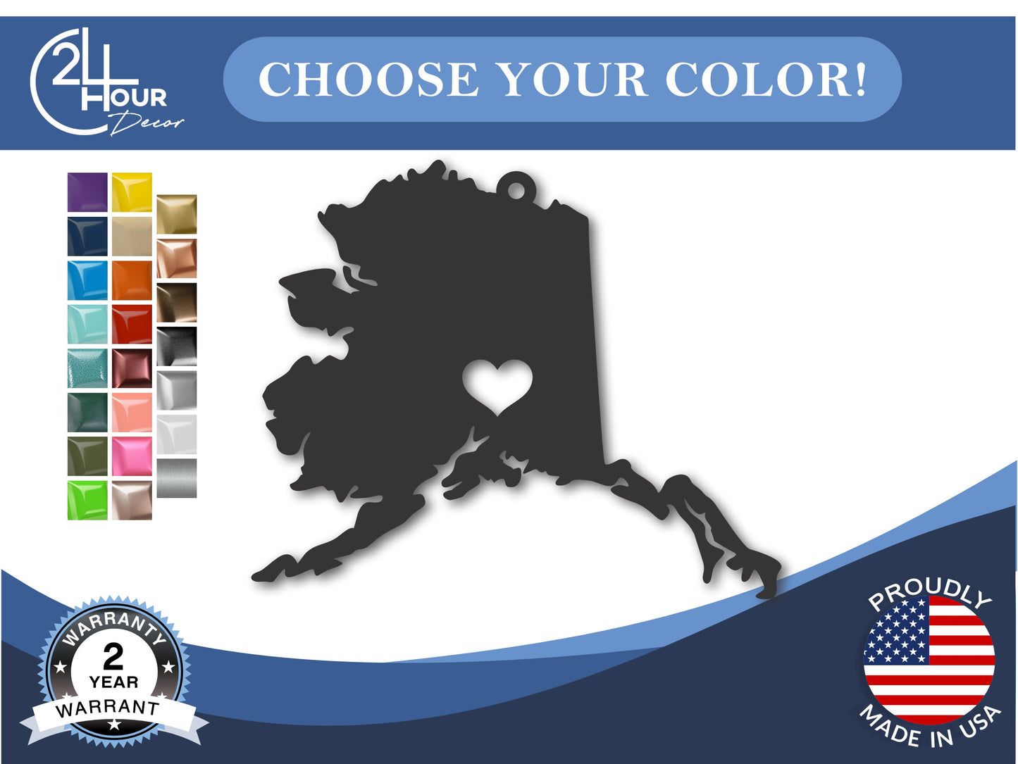 Custom Metal Anchorage Alaska State Ornament | 4" to 5" | State Ornaments | 20+ Color Options