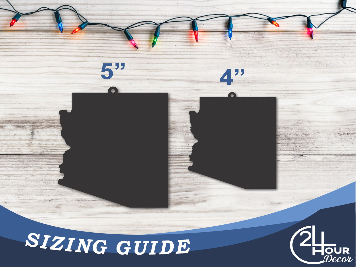 Custom Metal Arizona State Ornament | 4" to 5" | State Ornaments | 20+ Color Options