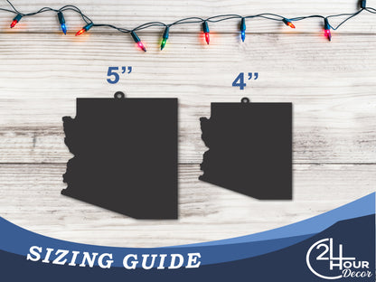 Custom Metal Arizona State Ornament | 4" to 5" | State Ornaments | 20+ Color Options