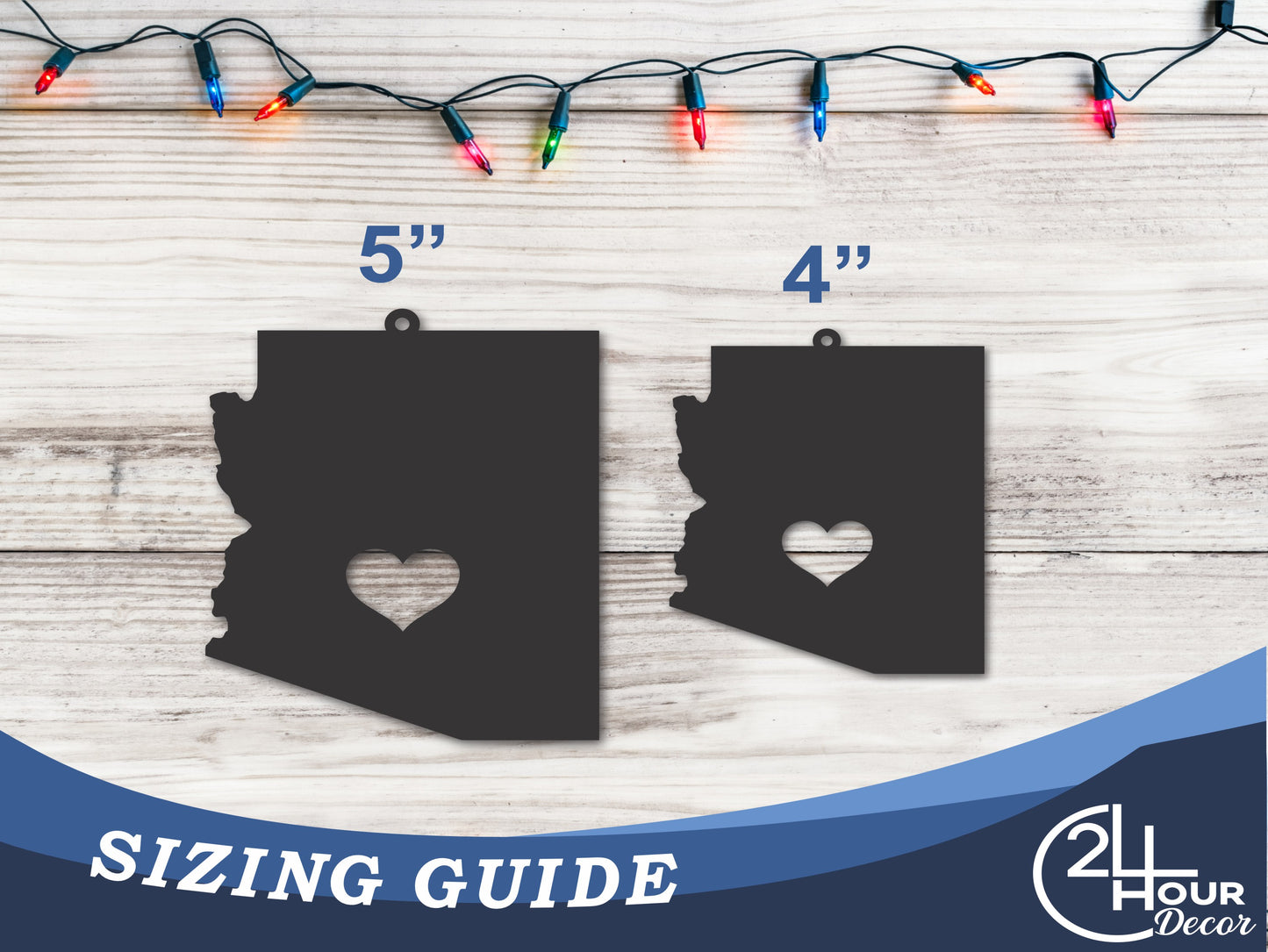 Custom Metal Phoenix Arizona State Ornament | 4" to 5" | State Ornaments | 20+ Color Options