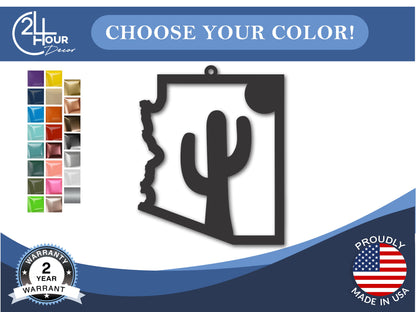 Custom Metal Arizona Cactus Ornament | 4" to 5" | State Ornaments | 20+ Color Options