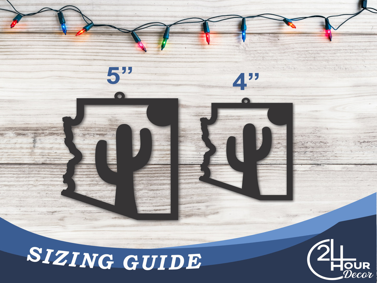 Custom Metal Arizona Cactus Ornament | 4" to 5" | State Ornaments | 20+ Color Options