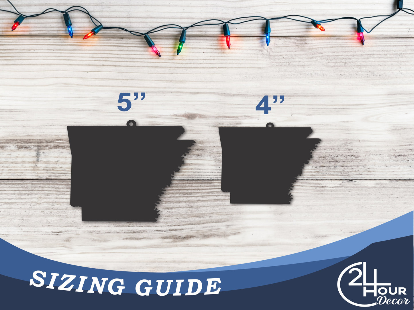 Custom Metal Arkansas State Ornament | 4" to 5" | State Ornaments | 20+ Color Options