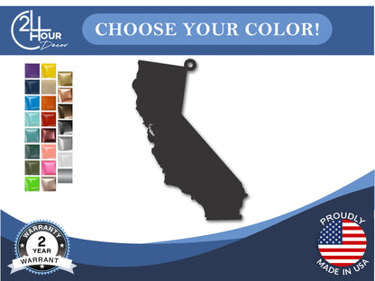 Custom Metal California State Ornament | 4" to 5" | State Ornaments | 20+ Color Options