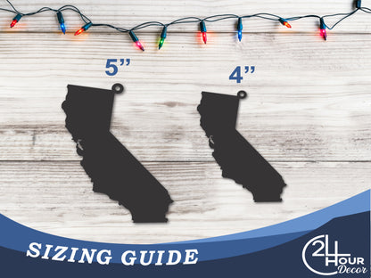 Custom Metal California State Ornament | 4" to 5" | State Ornaments | 20+ Color Options
