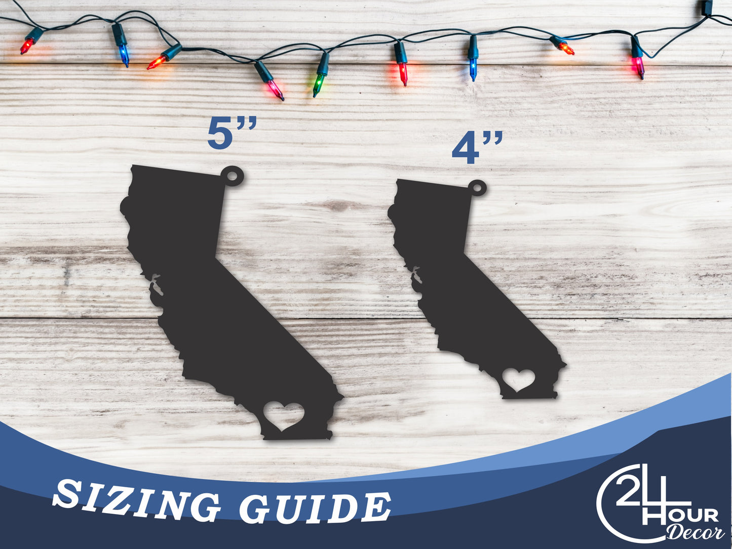 Custom Metal San Diego California State Ornament | 4" to 5" | State Ornaments | 20+ Color Options