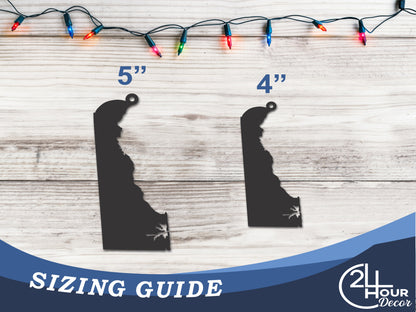 Custom Metal Delaware State Ornament | 4" to 5" | State Ornaments | 20+ Color Options