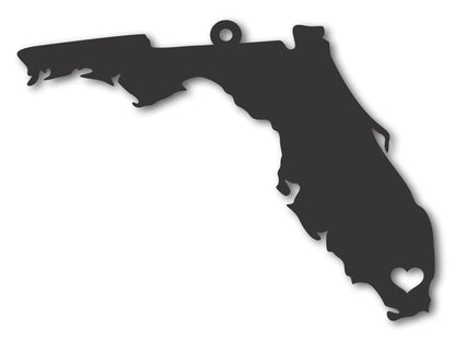 Custom Metal Miami Florida State Ornament | 4" to 5" | State Ornaments | 20+ Color Options