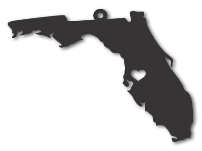 Custom Metal Tampa Florida State Ornament | 4" to 5" | State Ornaments | 20+ Color Options