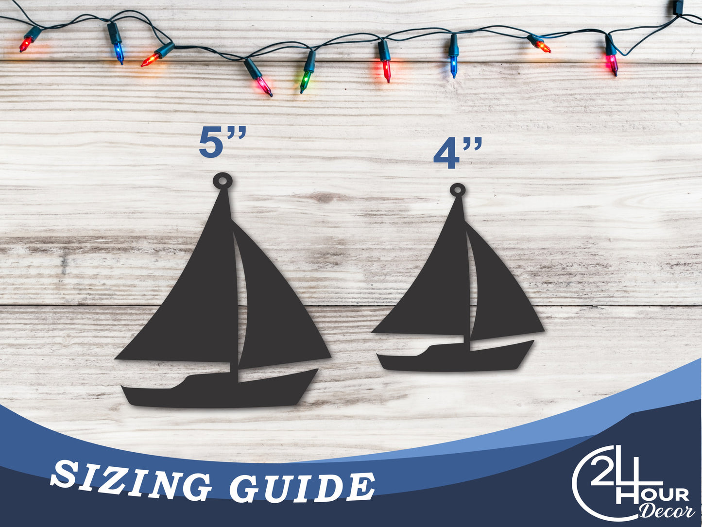 Custom Metal Sailboat Ornament | 4" to 5" | State Ornaments | 20+ Color Options