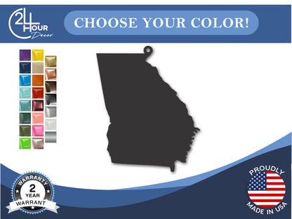 Custom Metal Georgia State Ornament | 4" to 5" | State Ornaments | 20+ Color Options