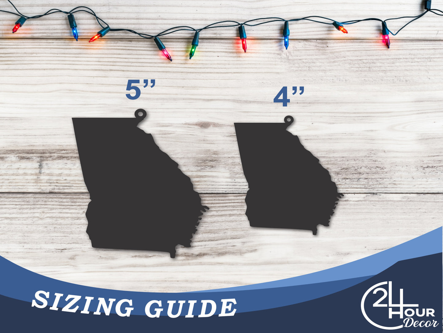 Custom Metal Georgia State Ornament | 4" to 5" | State Ornaments | 20+ Color Options