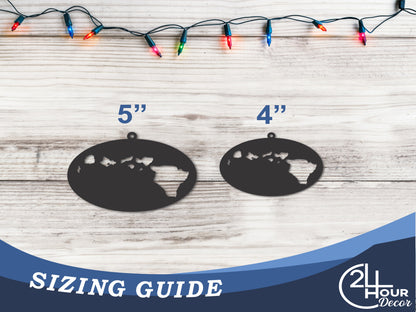 Custom Metal Hawaii Islands State Ornament | 4" to 5" | State Ornaments | 20+ Color Options