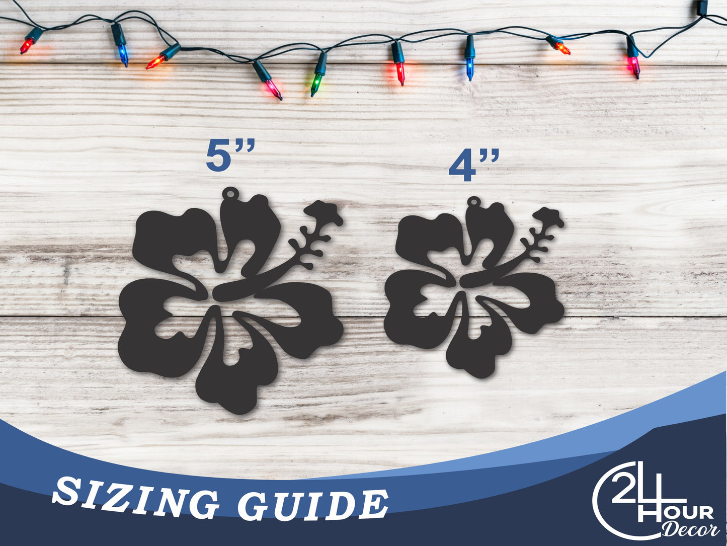 Custom Metal Hibiscus Flower Ornament | 4" to 5" | State Ornaments | 20+ Color Options