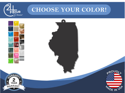 Custom Metal Illinois State Ornament | 4" to 5" | State Ornaments | 20+ Color Options