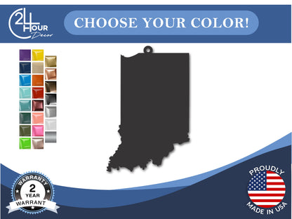 Custom Metal Indiana State Ornament | 4" to 5" | State Ornaments | 20+ Color Options