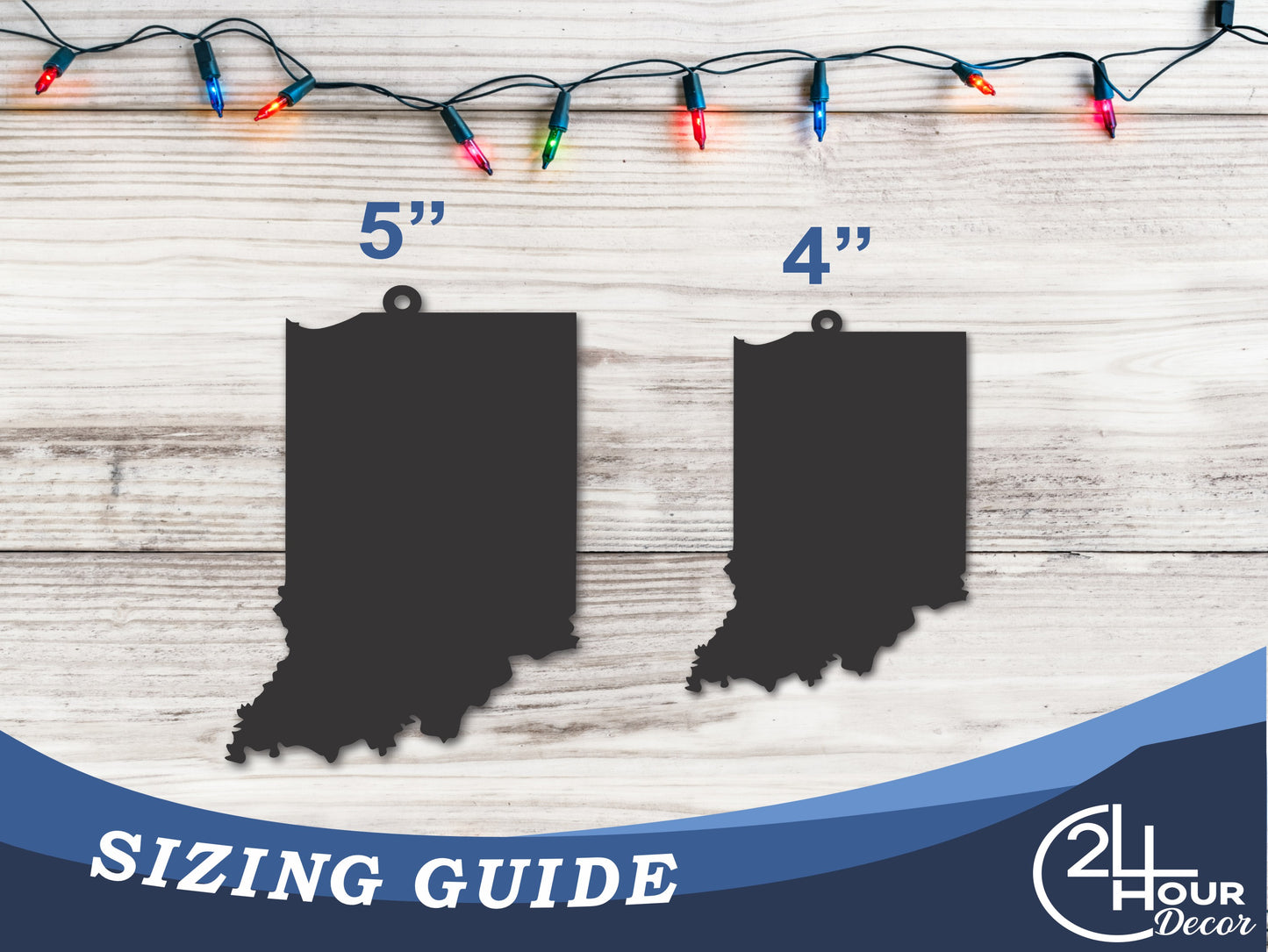 Custom Metal Indiana State Ornament | 4" to 5" | State Ornaments | 20+ Color Options