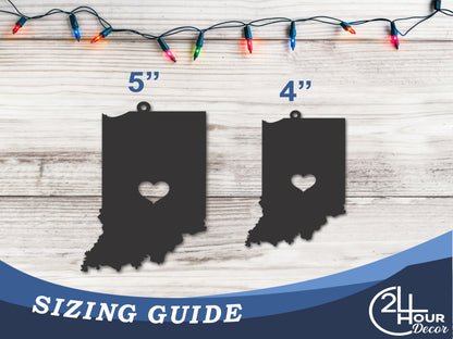 Custom Metal Indianapolis Indiana State Ornament | 4" to 5" | State Ornaments | 20+ Color Options